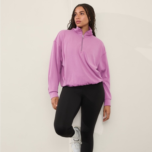 Athleta Seasoft 1/4 Zip Bubble Hem Sweatshirt - Picture 2 of 3